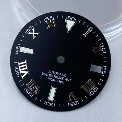 Grey Silver Sunburst 29mm Watch Dial fit NH35 NH35A NH36A Silver/Gold/Rose Gold/Green Roman Numerals Index Hand Set Watch Parts