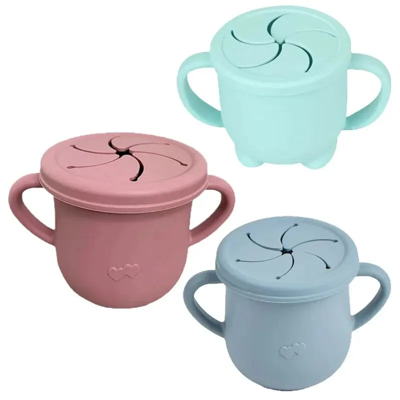 Silicone Baby Snack Cup Kids Solid Color Silicone Food Box Baby Portable Baby Snack Container with Baby Cup Lid