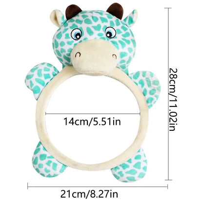 Cute Baby Rear Facing Mirrors Soft Cartoon Plush Toy Seat Headrest Rearview Mirror Easy Installation Interactive