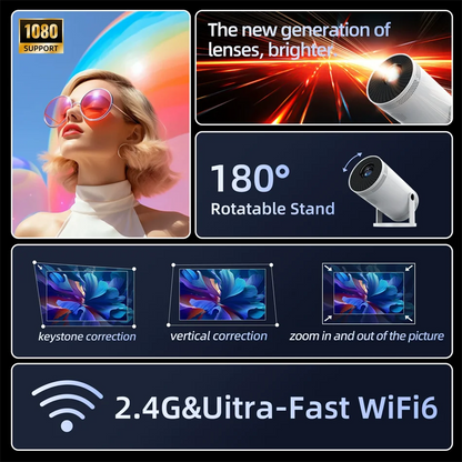 2025 Hot New Projector 4K Bluetooth 5.0 Dual Wifi6 260ANSI All Winner Support 1080P 1280*720P Mini Home Cinema Outdoor Projetors