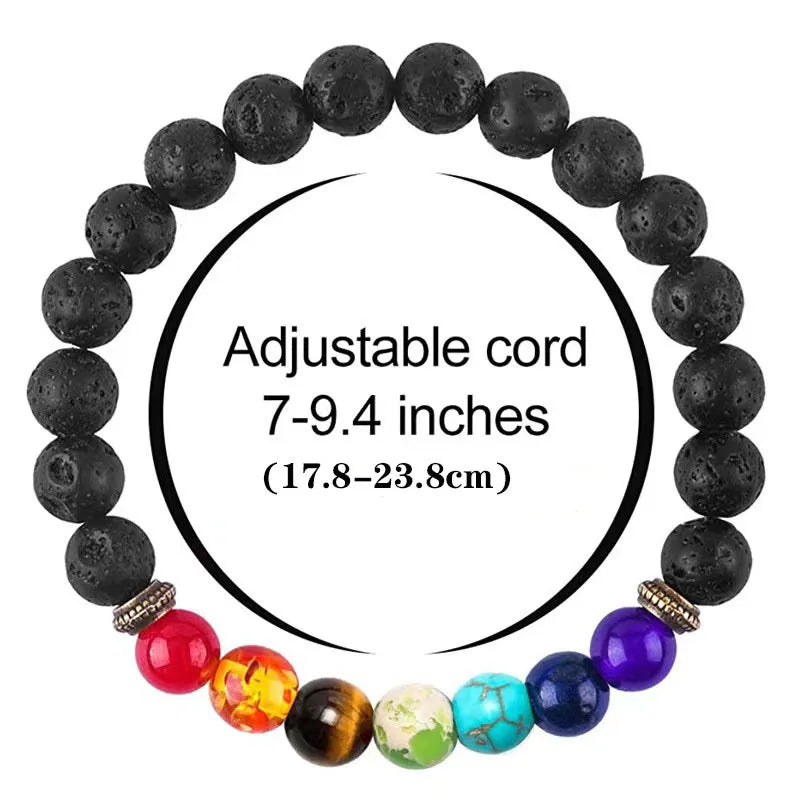 1pcs Bracelet For Men And Women Volcanic Stone Hand Beaded Colored Stone Stretch Hand Jewelry