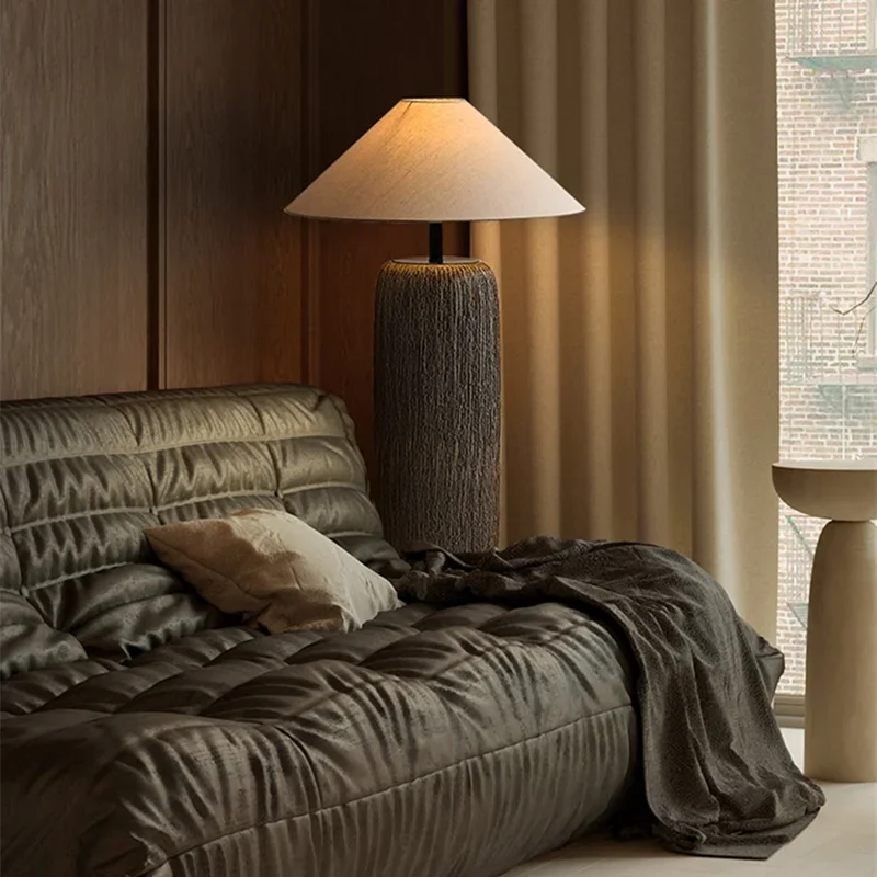 Ceramic floor lamp Wabi Sabi Style fabric lamp shade japanese floor lamp for Living Room Salon Corner Sofa Lounge Standing Light