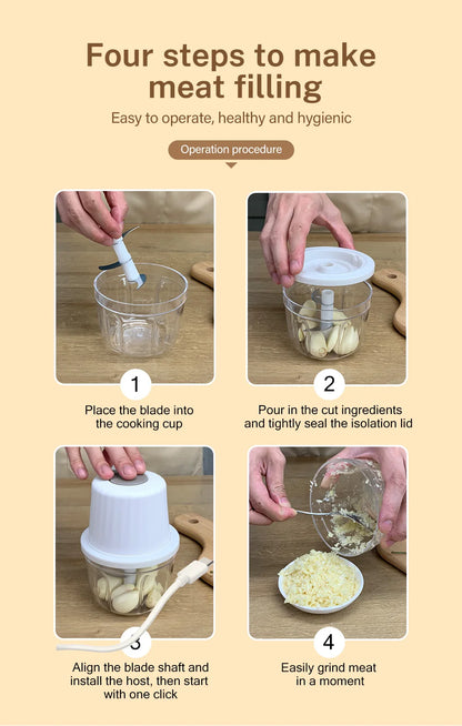 DEEWAZ 250ml/400ml Electric Garlic Masher Mini Chopper Multi Function Meat Grinder Masher Machine Vegetable Chopper Usb Charging