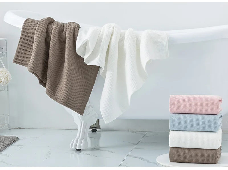 100% Cotton Double Layer Waffle Terry Bath Towel Soft Shower Towels Beach Towels Home Bathroom Towel For Adults