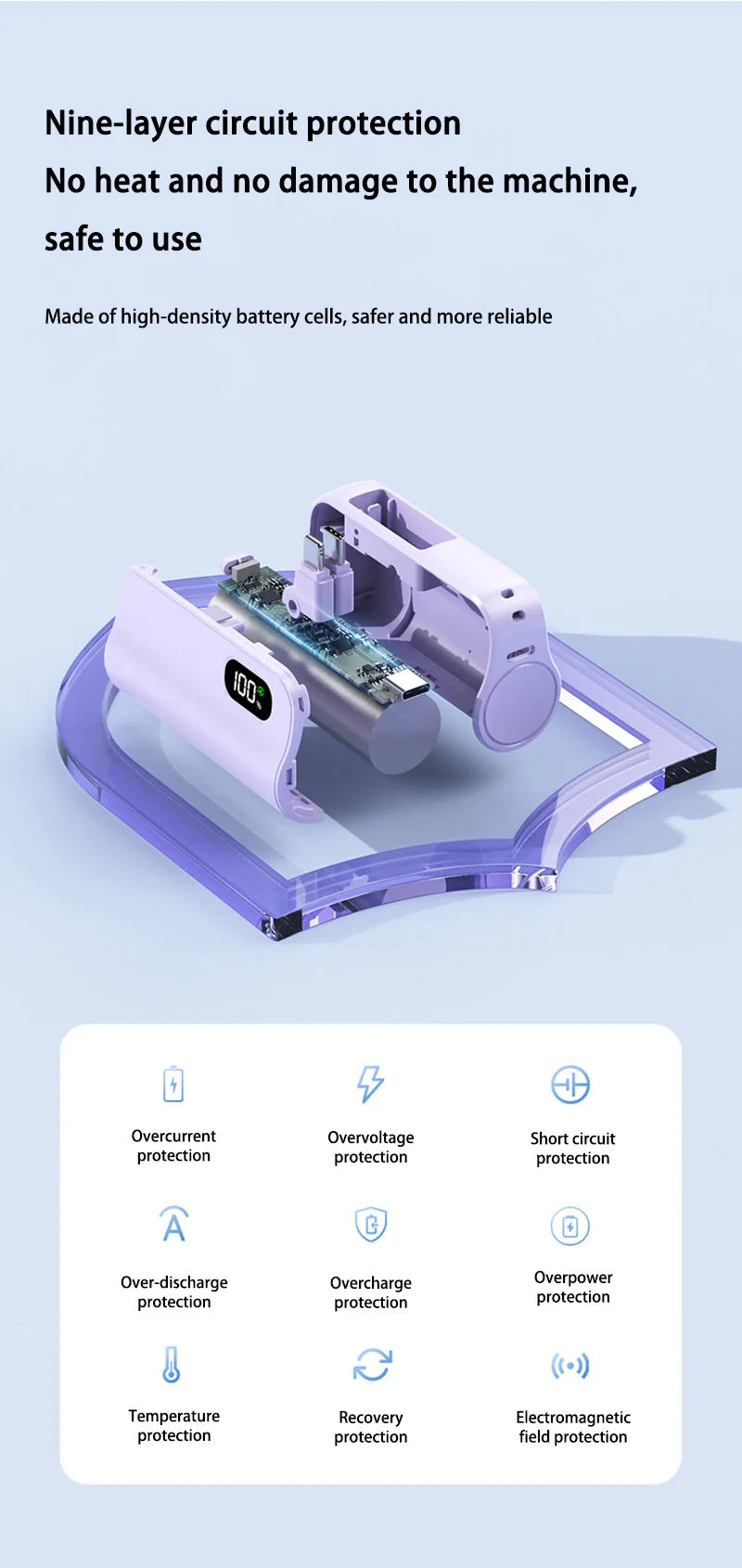 Xiaomi Capsule Power Bank 50000mAh Pocket Power Bank 120W Fast Charge Portable Mini Power Bank Suitable for iPhone and Android