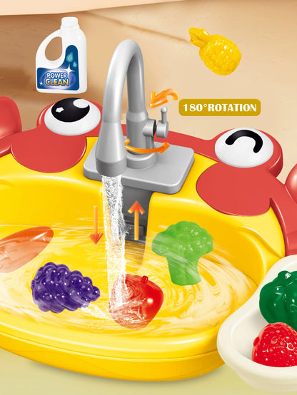 Kitchen Dishwasher Playing Toys, Electric Play Kitchen Sink Simulated Kitchen Accessories Foods Fork Cup Gifts for Boys Girls