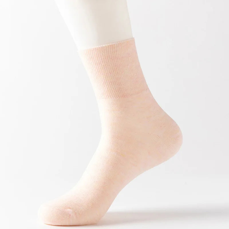 Women's 5 Pairs Quality Cotton Diabetic Middle Socks Comfortable Loose Mouth  Plus Size48,49,50 Older Men's Diabetic Socks Meias