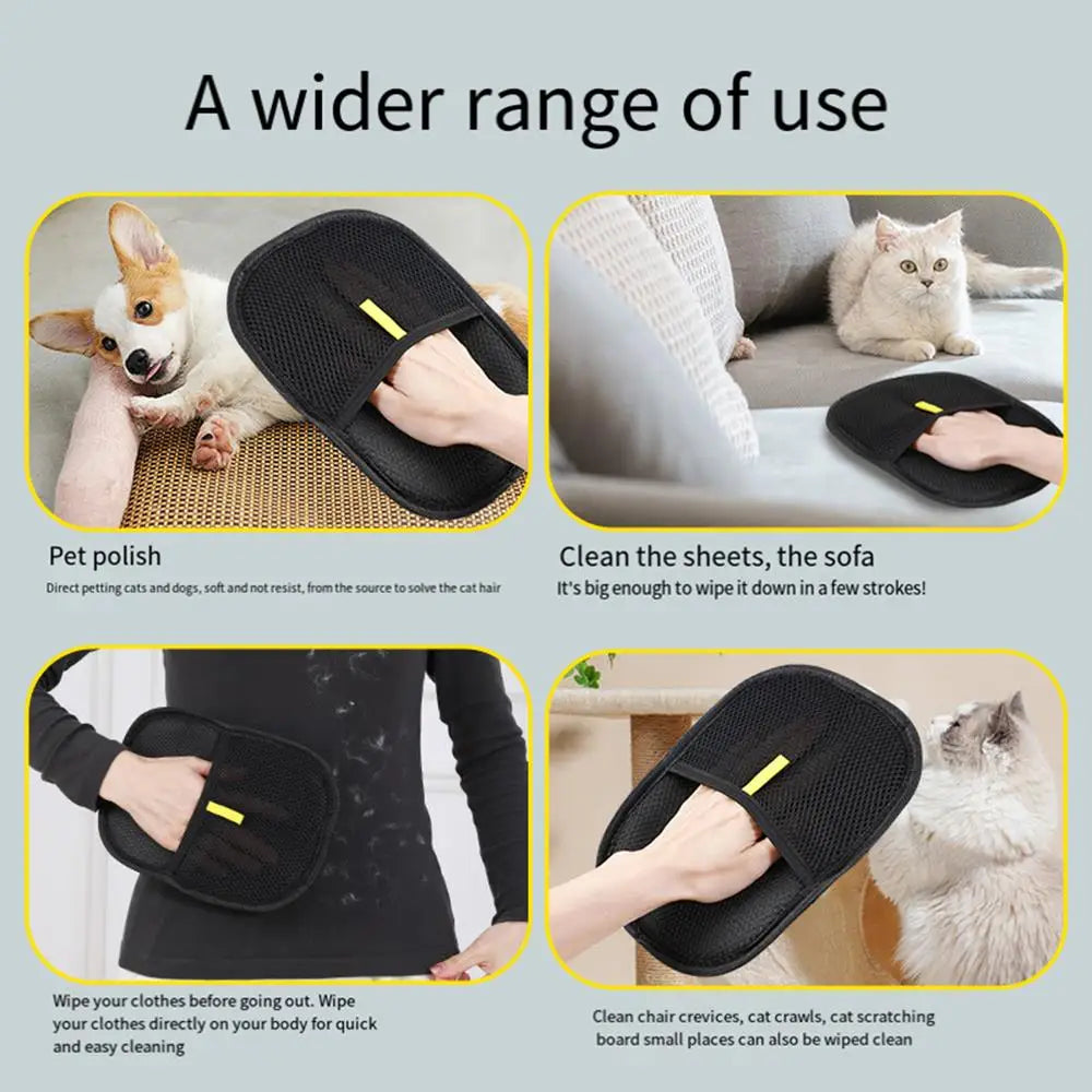 Portable Pet Grooming Brush Hair Removal Gloves Lint Remover For Clothes Sofa Two-way Hair Remover Multifunctional Accessory