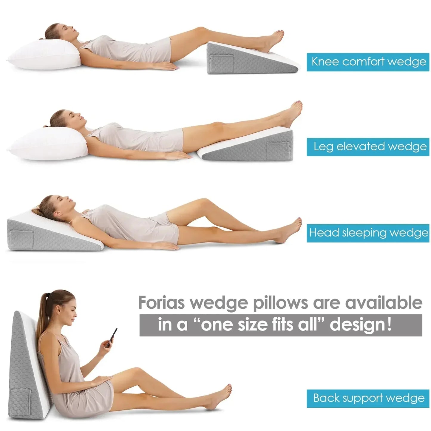 Wedge Pillows for Sleeping, Bed Pillow for After Surgery, Body Positioners for Leg Elevation, Acid Reflux, Gerd, Snoring Relief