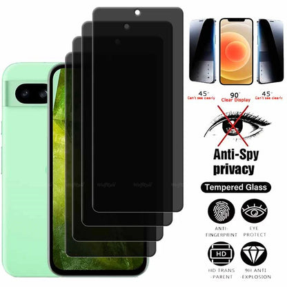 4Pcs For Google Pixel 8A Glass Google Pixel 8A Tempered Glass 9H HD Privacy Anti-Spy Cover Glue Screen Protector Google Pixel 8A