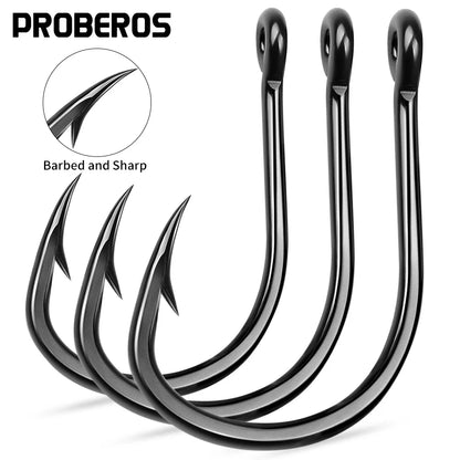 PROBEROS 10Pcs/lot Thick High Carbon Steel Fishhook Lron Hook With Barb Hook for Haihu River Fishing Gear Accessories Wholesale
