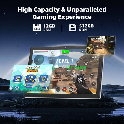 New Tablet Computer 10.1 inches Android 15 (RAM12GB+ROM512GB) HD Dual Card Tablet Computer Learning Office Entertainment Tablet