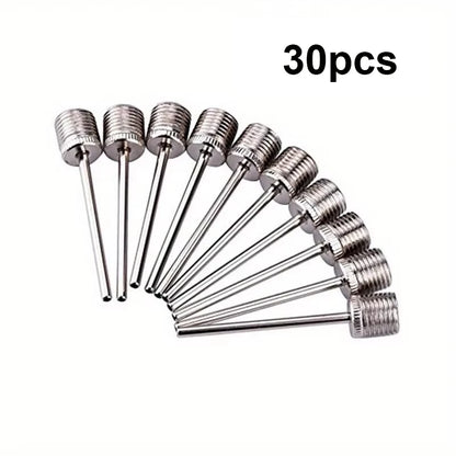 10/20/30-Piece Stainless Steel Sports Ball Pump Needles - Air Valve Adapters for Football, Basketball, and Soccer