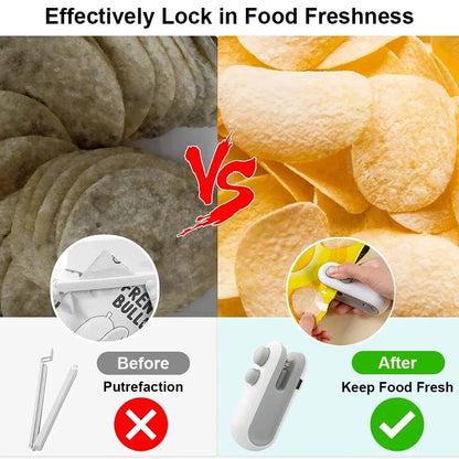 Mini Sealer Portable Mini Sealer 2 in 1 Heat Sealer For Snacks  Home use rechargeable sealer Vacuum Sealer Snacks plastic bag