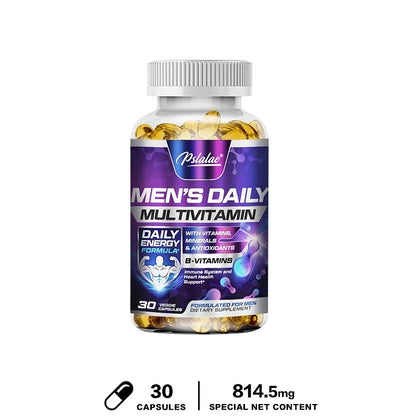 Men's Daily Multivitamin Supplement - Provides Cognitive Brain Health, Energy and Stamina, and Muscle Mass Vegan