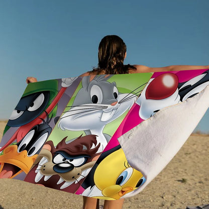 L-Looney-Tunes Beach Towel Cartoon Cute Summer Kids Large Bath Pool Beach Towel Microfiber Absorbent For Swimming Travel