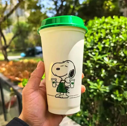 2025 New Snoopy Joint Cup Plastic Straw Cup High Value Cup Summer Casual Pp Coffee Imitation Cups Girl'S Birthday Present