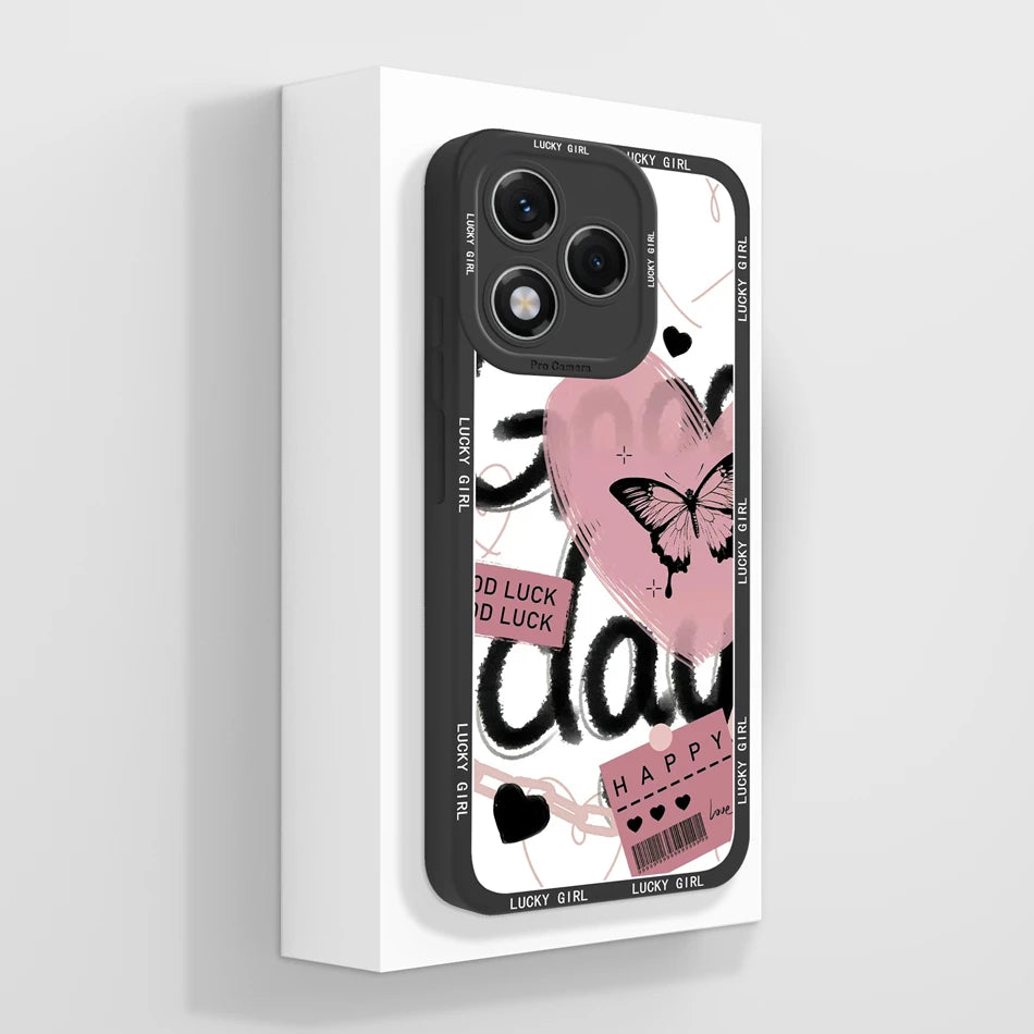 For Honor 400 Lite Case Simple Butterfly Soft Liquid Silicone Full Protection Back Cover For Honor 400Lite 5G Phone Protectors