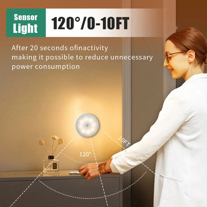 Smart LED Night Light with Motion Sensor, USB Rechargeable Bedside Lamp for Living Room, Hallway, Pathway, Toilet, Home Lighting