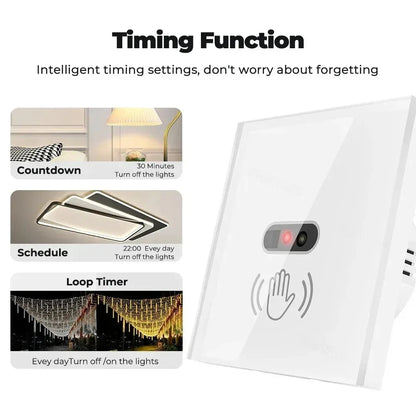 WiFi Infrared Sensor Wall Smart Switch Non-Contact Power Turn On The Light Power On Off Lamp With eWelik Salute Alexa Alice