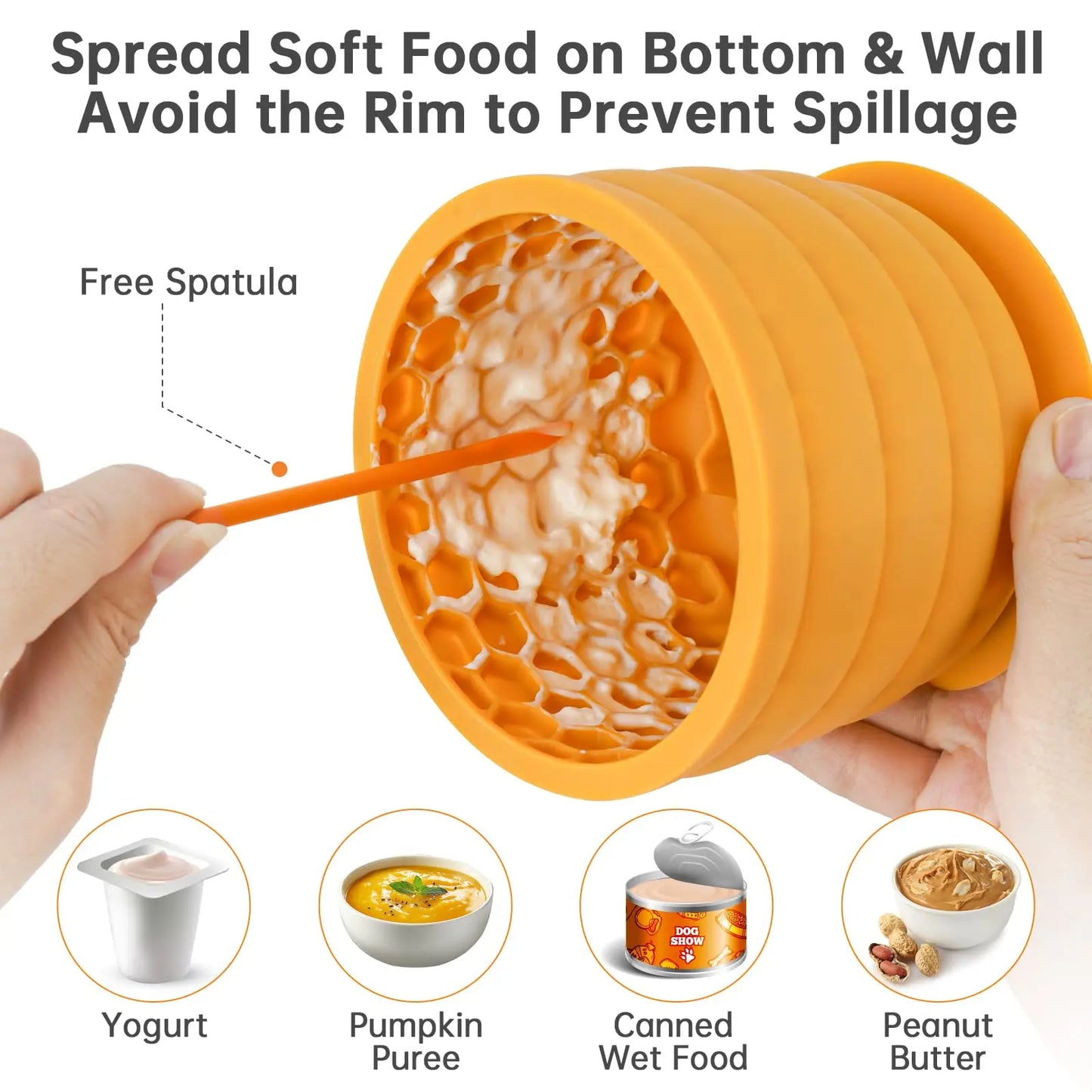 Silicone Dog Slow Feeder Bowl with Honeycomb Lick Mat Slows Eating & Aids Anxiety Relief Dishwasher Safe & Freezer-Friendly