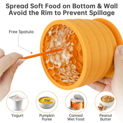 Silicone Dog Slow Feeder Bowl with Honeycomb Lick Mat Slows Eating & Aids Anxiety Relief Dishwasher Safe & Freezer-Friendly