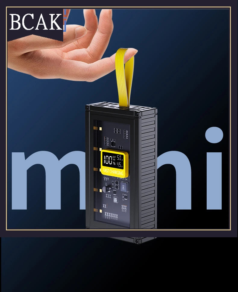 BCAK  Brand discount store 30000mAh 50000mAh 120W Fast Charging Transparent Power Bank 200000mAh Large-capacity Mobile Power