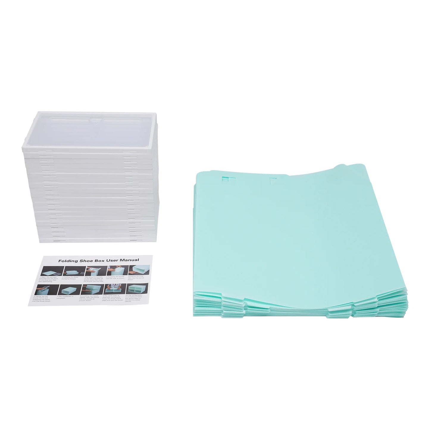 20Pcs Foldable Shoe Storage Boxes with Lids Transparent Stackable Containers Drawer Style PP Plastic Shoe Organizers