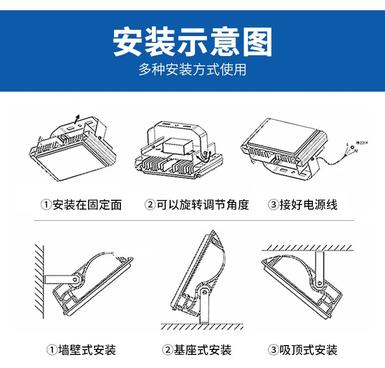 LED Floodlights 100W 50W 30W 20W 10W PIR Motion Sensor IP66 Waterproof LED 220V Hanging Exterior Outdoor Wall Lamp Spotlight
