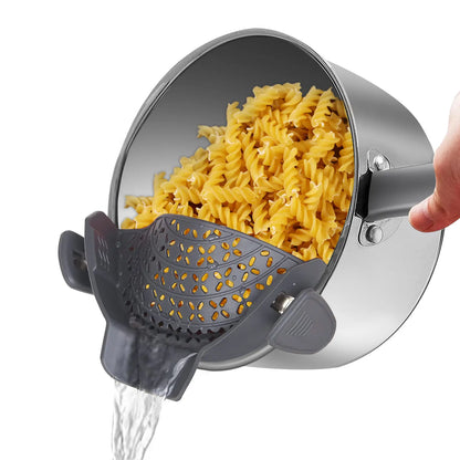 Universal Silicone Clip on Pan Pot Strainer Anti Spill Pasta Pot Strainer Food Grade Fruit Colander for Pasta Fruit Vegetable