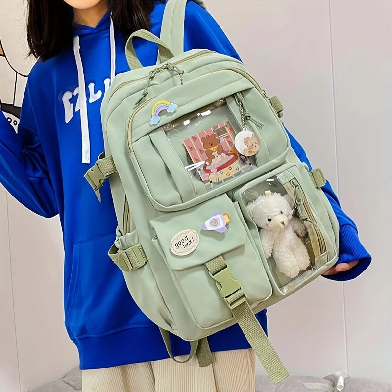 Large Capacity High School Student Backpack Female Korean Schoolbag Junior High School Student Girl Backpack