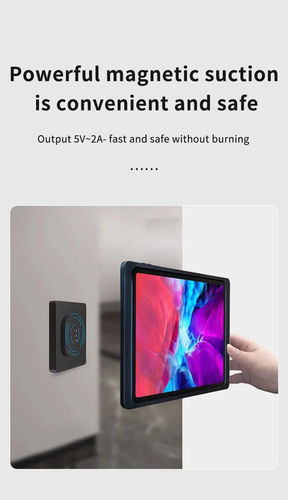 New Wall Tablet Mounted Wireless Charger Wall charging Socket Tablet Magnetic Bracket Holder for Universal Tablet Android iPad