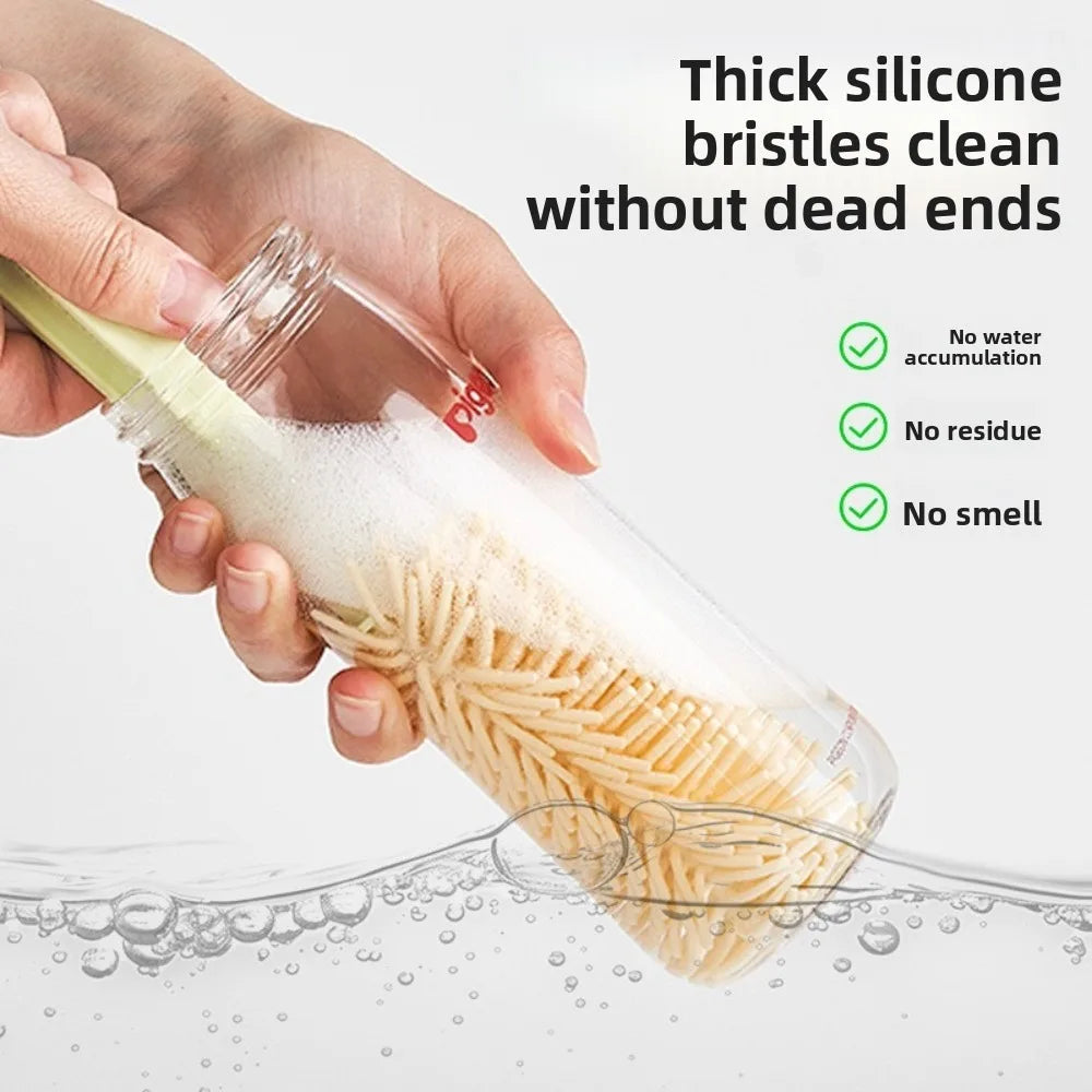 Silicone Baby Bottle Brush Set Soft Bristles Flexible Cup Cleaning Brushes with Storage Box Feeding Bottle Cleaners