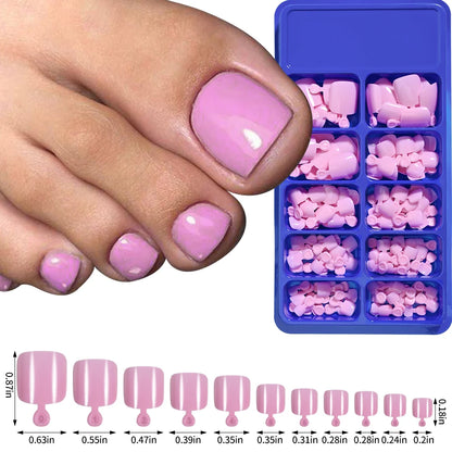 144pcs Short Square False Toe Nails Lake Blue/White/Red/Nude Press on Toenails Glossy Full Cover Toe Nails 100/120pcs Artificial