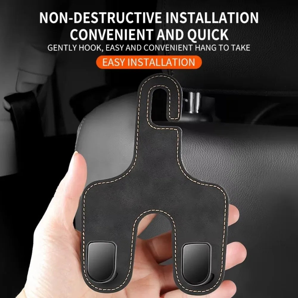 2 in 1 Car Back Seats Hook Storage Organizer Double Hook Car Headrest Hooks Strong Load-Bearing Hanging Auto Rear Seats Hanger