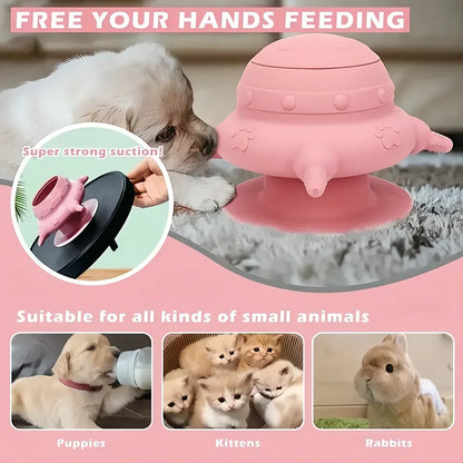 Kitten Puppy Nursing Silicone Milk Sucking Bowl Simulated Bottle Feeding Anti-Choking Anti-Spill Food-Grade Slow Feeder Bowl