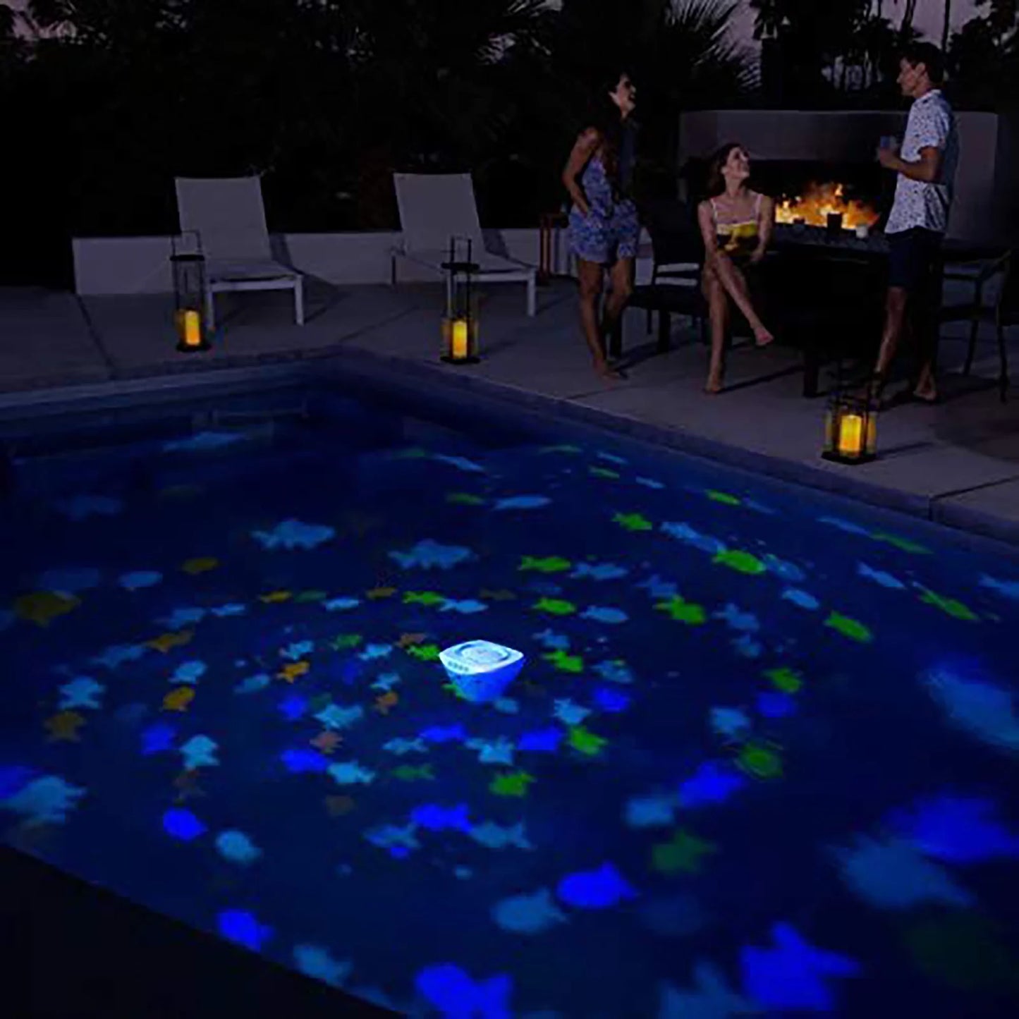 Colorful Underwater Lights Fish Pattern Fountain Projector Light 4 Colors Battery Operated Pool Accessories