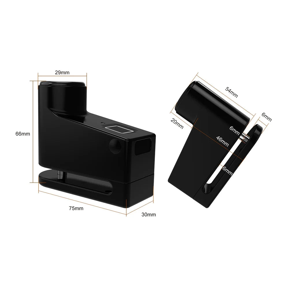 Smart Fingerprint Disc Brake Lock Anti-theft Bluetooth Electric Lock Waterproof for Motorbike Bicycle