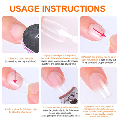 Super Strong Nail Glue For Press On False Nail Tips, Acrylic Fake Nails,Long-lasting Adhesion, Rhinestone Glue With Fast Drying