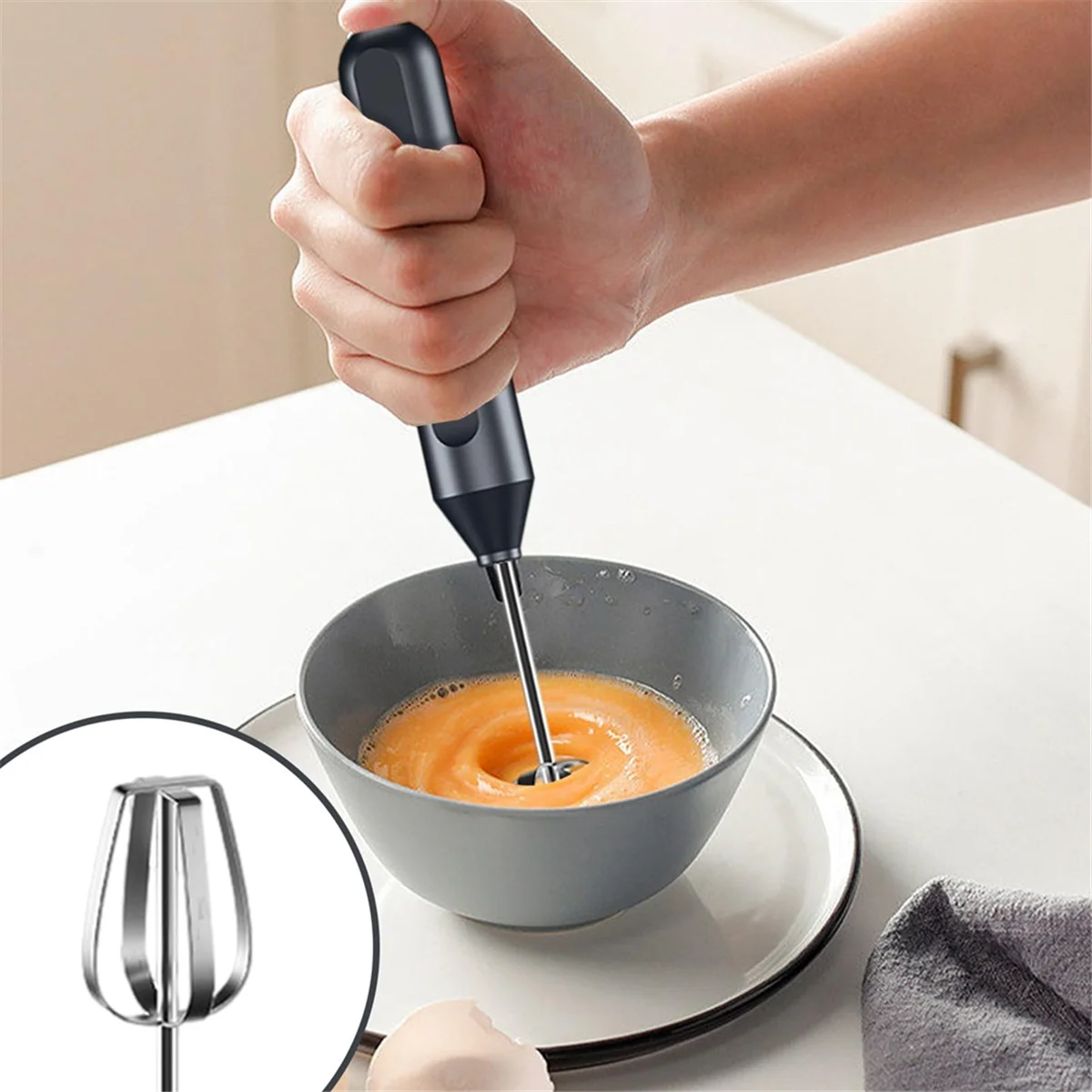 Electric Hand Mixer,Stainless Steel Stirring Whisk,Immersion Blender Cordless Hand Mixer Whisk,3Speed Adjustable Frother