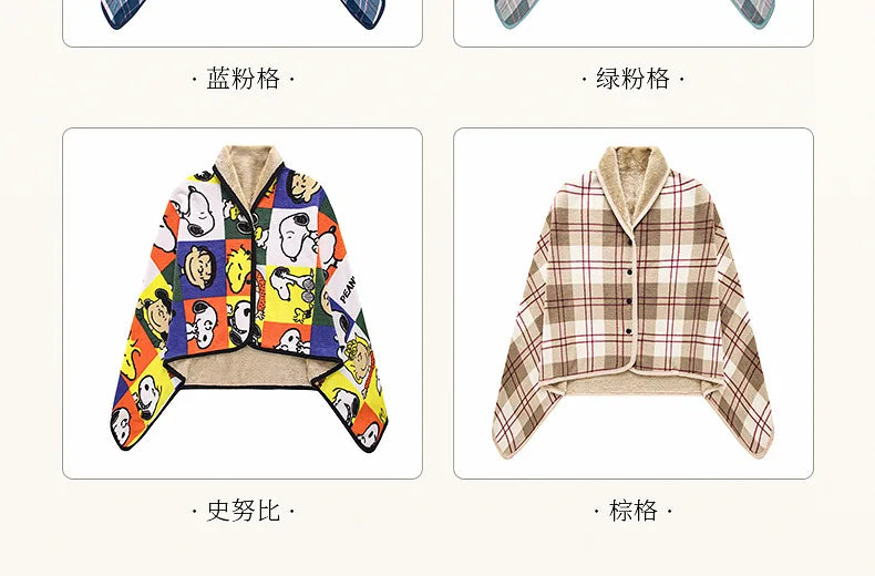 Wearable Plaid Blanket Fleece Doublelayer Blankets With Button Thicken Multifunction Winter Warm Throw Blanket For Sofa Bed