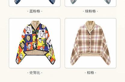 Wearable Plaid Blanket Fleece Doublelayer Blankets With Button Thicken Multifunction Winter Warm Throw Blanket For Sofa Bed