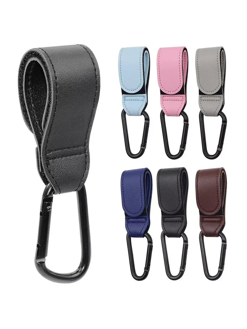 Diaper Bag Hanger PU Baby Bag Stroller Hook Pram 360° Rotatable Cart Organizer Clips Portable Hook Stroller Hanger Accessories