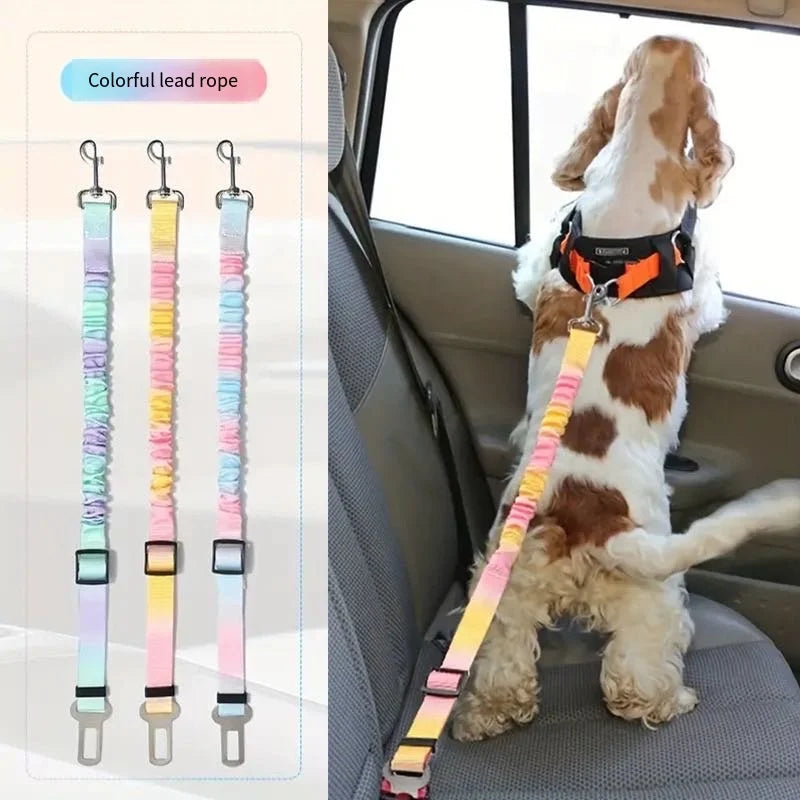 Adjustable Dog Car Seat Belt - Elastic Nylon Safety Harness for Secure Travel
