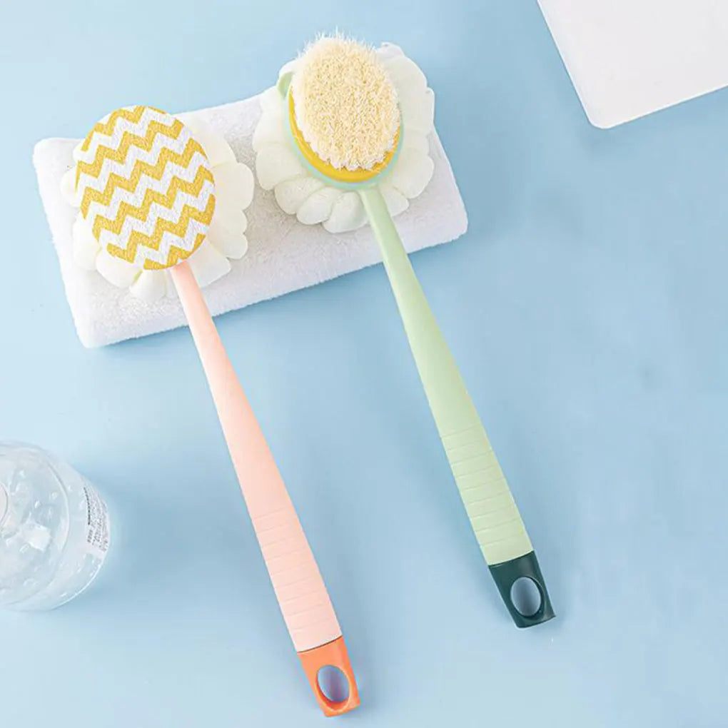 Double-sided Bath Scrubber Bath Brush Long Handle Soft Hair Bath Brush Removable Bath Towel Bath Ball Double Side Rub Cleaning