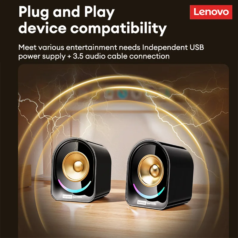 Original Lenovo A02 Wireless Bluetooth Speakers Deep Bass Sound Outdoor Soundbox Music RGB Lighting Long Standby Loudspeakers