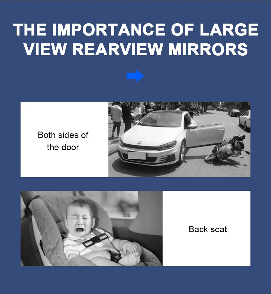 SEAMETAL Wide Angle Convex Rearview Mirror Anti Glare Car Interior Rear View Baby Child Seat Watch Sun Visor Mirror Covers