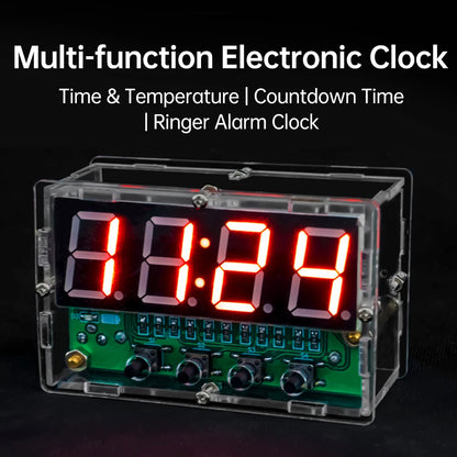 DIY Digital Clock Kit DC 5V Mini Weather Clock Soldering Practice Electronic Multifunctional DIY Alarm Clock Kit