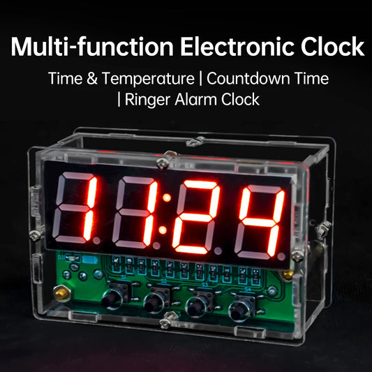DIY Digital Clock Kit DC 5V Mini Weather Clock Soldering Practice Electronic Multifunctional DIY Alarm Clock Kit