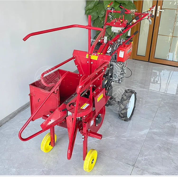 Fully automatic corn single-row harvester, household small hand-held corn harvester with corn stalks